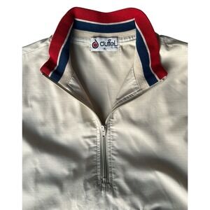 VTG Duffel by JMA Windbreaker 1/4 Zip XL Cream Red Navy Blue 90s Y2K